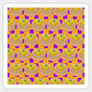 Dim Sum Funky Hong Kong Street Food with Purple and Orange Tile Floor - Pop Art Sticker